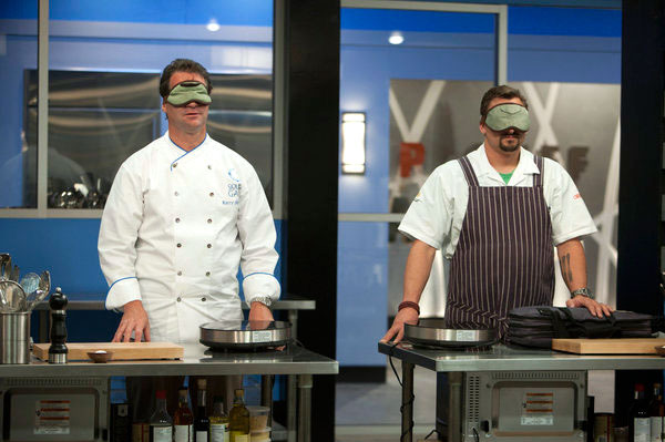 TOP CHEF MASTERS -- "Blind QF - Ep. 409" -- Pictured: (l-r) Kerry Heffernan, Chris Cosentino -- Photo by: Isabella Vosmikova/Bravo